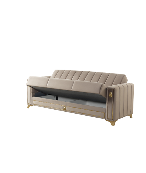 Canapé convertible 2 places Oran velours Beige Profitez des Offres !