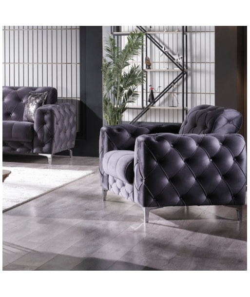 Fauteuil convertible Valencia velours Gris de la marque