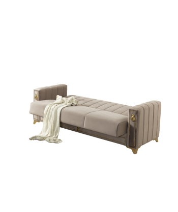 Canapé convertible 2 places Oran velours Beige Profitez des Offres !