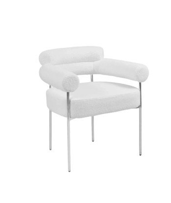 Chaise Bulle Argent laine bouclée blanche pas chere