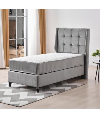 Lit coffre simple Alba velours gris 50-70% off 