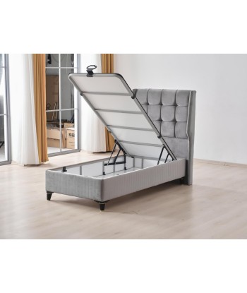 Lit coffre simple Alba velours gris 50-70% off 