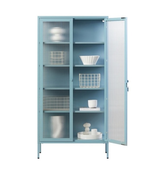 Vitrine métal H 170 cm bleu clair, Mustard Made la chaussure