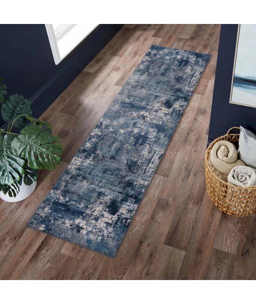 Tapis de couloir vintage Bleu marine et gris 80x300cm commande en ligne