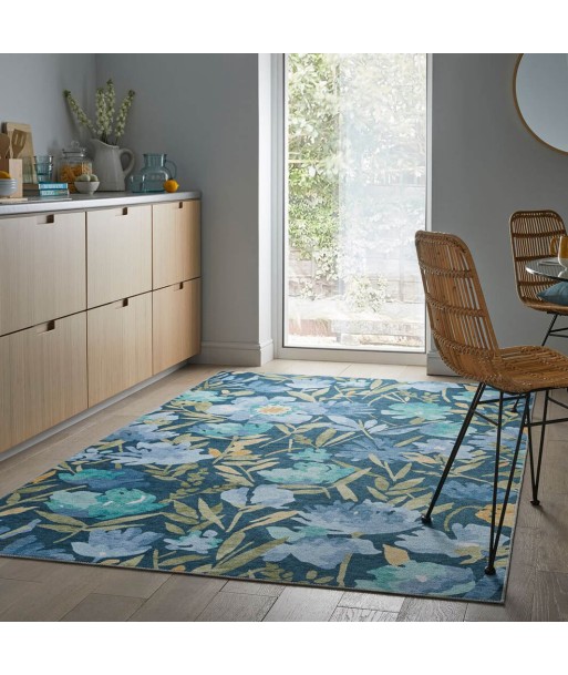 Tapis lavable Alyssa Bleu en stock