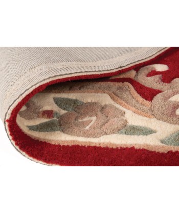 Tapis en laine Aubusson Rouge et beige brillant des détails fins