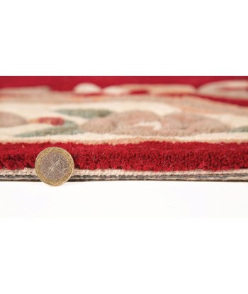 Tapis en laine Aubusson Rouge et beige brillant des détails fins