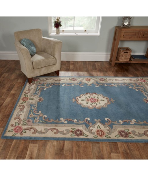 Tapis en laine Aubusson Bleu et beige 75x150cm votre restaurant rapide dans 