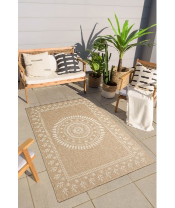 Tapis aspect Jute naturel et blanc 200x290cm pas chere