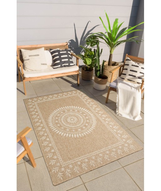 Tapis aspect Jute naturel et blanc 200x290cm pas chere