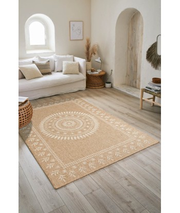 Tapis aspect Jute naturel et blanc 200x290cm pas chere