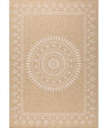 Tapis aspect Jute naturel et blanc 200x290cm pas chere