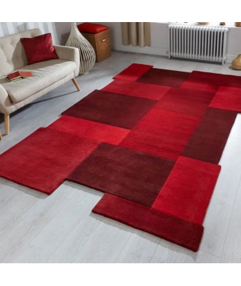 Tapis en laine graphique rouge 150x240cm de pas cher