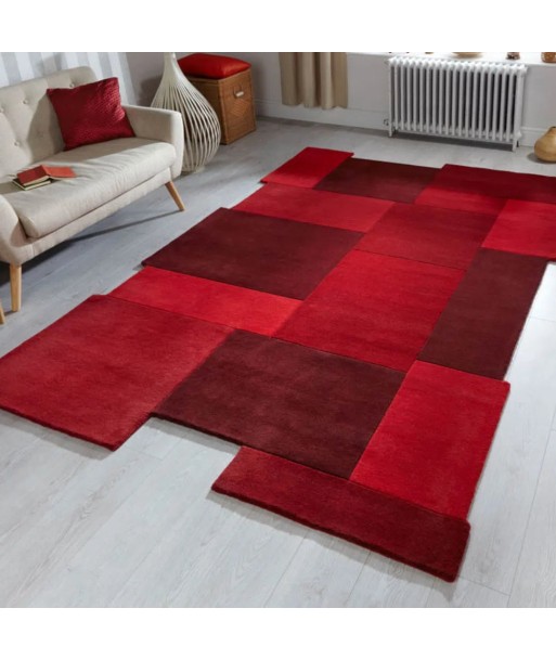 Tapis en laine graphique rouge 150x240cm de pas cher