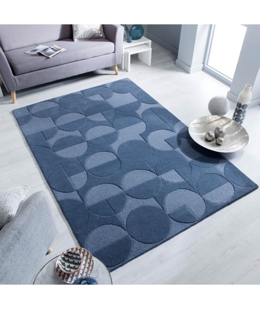 Tapis en laine Gigi Bleu basket pas cher