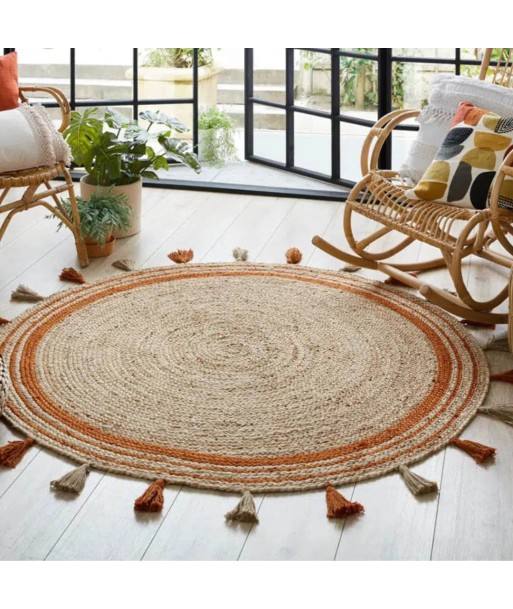 Tapis Jute rond Istanbul orange 150cm Découvrez la collection