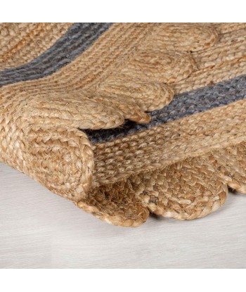 Tapis en jute Grace Naturel et gris paiement sécurisé