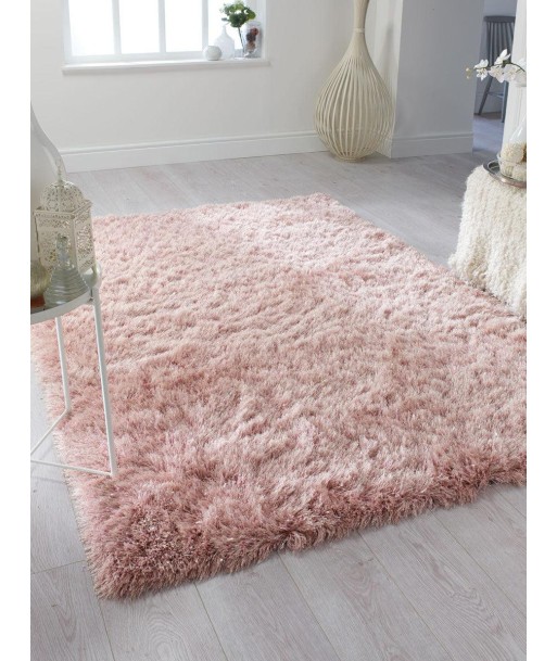 Tapis shaggy Dazzle Rose 60x110cm de pas cher