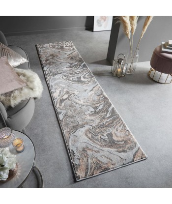 Tapis style marbre 66x230cm Gris et rose poudré de votre