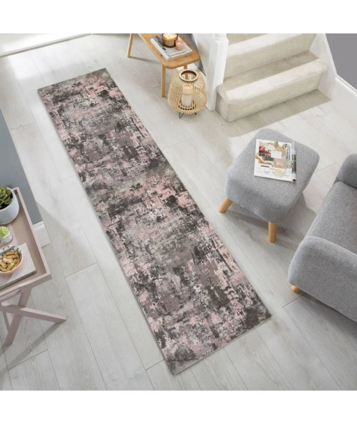 Tapis de couloir vintage Gris et Rose 80x300cm commande en ligne