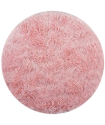 Tapis rond effet fourrure Rose 120cm Livraison rapide