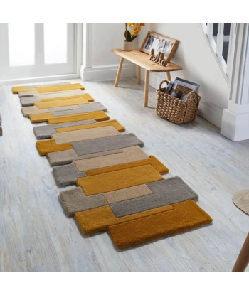 Tapis de couloir graphique 60x230cm jaune la chaussure