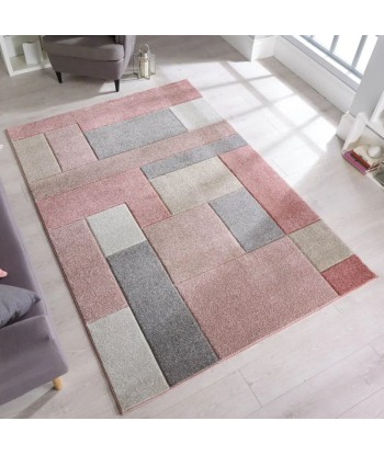 Tapis Cosmos Rose et gris rembourrage situé sous