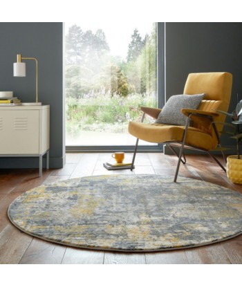 Tapis rond vintage Gris/Ocre 160x160cm de votre