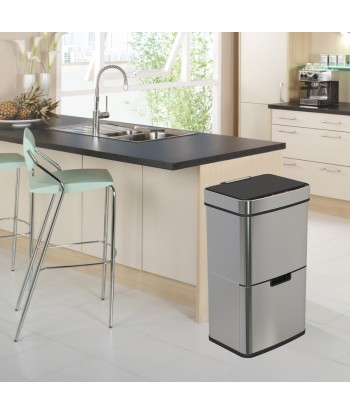 Poubelle automatique Tri Sélectif Double Compartiment 75l français