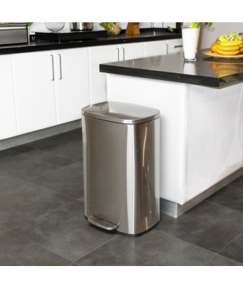 Poubelle de cuisine à pédale 50L Design ADMIRAL en acier Inox brossé avec seau et fermeture douce pas cheres