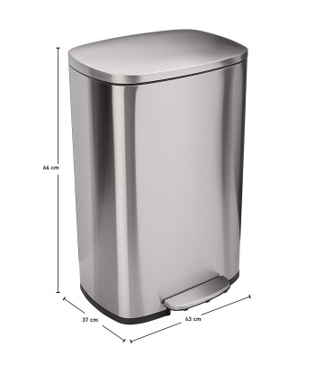 Poubelle de cuisine à pédale 50L Design ADMIRAL en acier Inox brossé avec seau et fermeture douce pas cheres