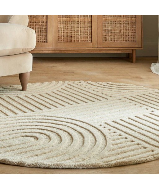 Tapis en laine rond Zen garden beige Pour