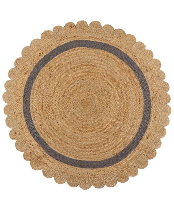 Tapis en jute rond Grace Naturel et gris À commander