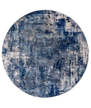 Tapis rond vintage Gris/Bleu 160x160cm une grave pollution 