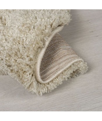 Tapis shaggy rond beige français