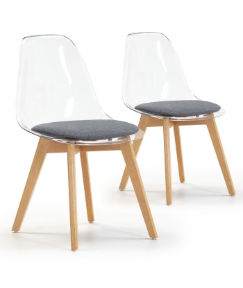 Lot de 2 chaises transparentes avec assise grise destockage