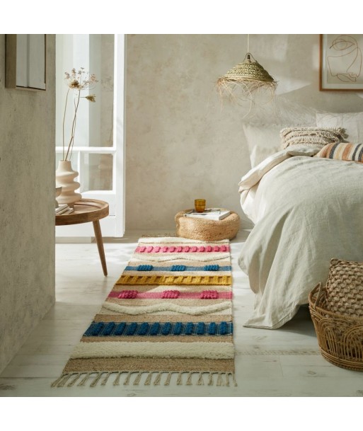 Tapis en Jute et laine 60x230cm coloré en ligne