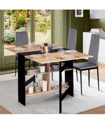 Table console pliable Andy avec rangement noir/hetre Venez acheter