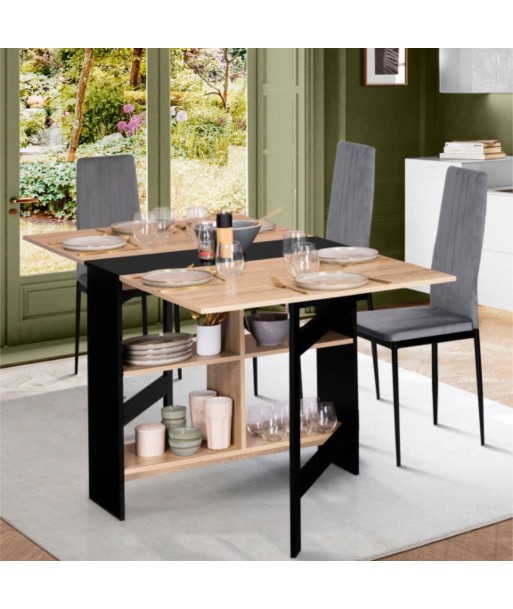 Table console pliable Andy avec rangement noir/hetre Venez acheter