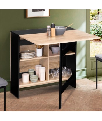 Table console pliable Andy avec rangement noir/hetre Venez acheter