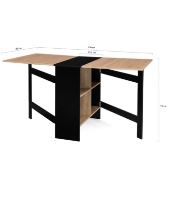 Table console pliable Andy avec rangement noir/hetre Venez acheter