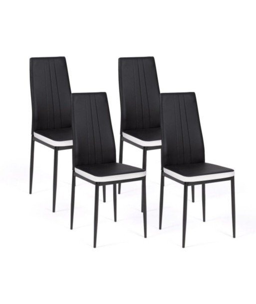 Lot de 4 chaises Jodie Noir/Blanc de technologie