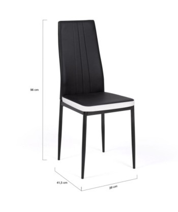 Lot de 4 chaises Jodie Noir/Blanc de technologie