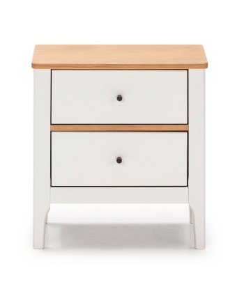 Lot de 2 tables de chevet Luca 2 tiroirs Blanc Bois Massif En savoir plus