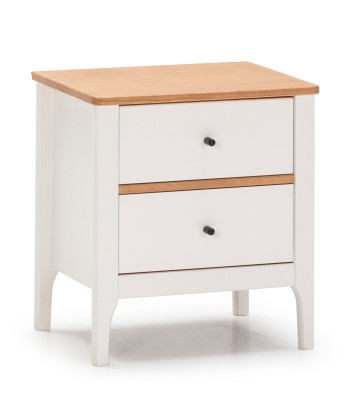 Lot de 2 tables de chevet Luca 2 tiroirs Blanc Bois Massif En savoir plus