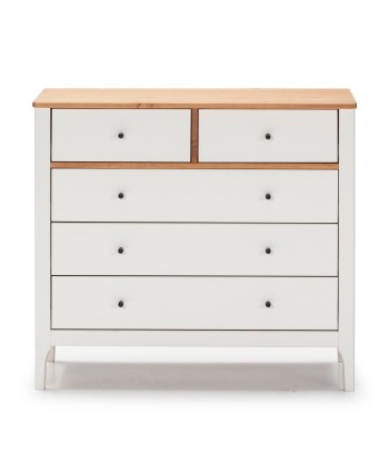 Commode Luca 5 tiroirs Blanc en bois Massif du meilleur 