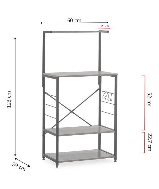 Armoire de cuisine pour micro-ondes 4 étagères, couleur chêne/noir acheter