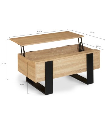 Table basse relevable industrielle bois/noir 2 - 3 jours ouvrés.