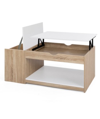 Table basse avec coffre Elina Bois/Blanc de pas cher