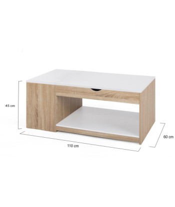 Table basse avec coffre Elina Bois/Blanc de pas cher